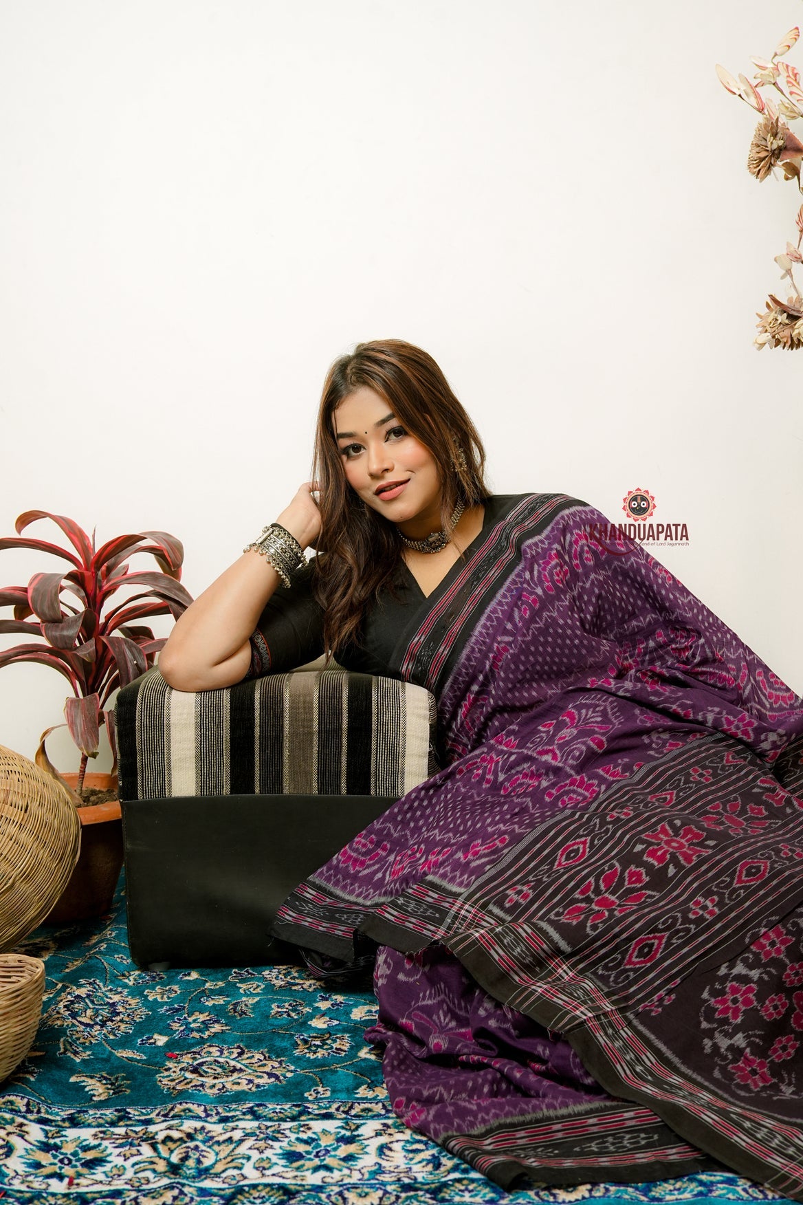 Black & Purple Special Design Cotton Saree For Women