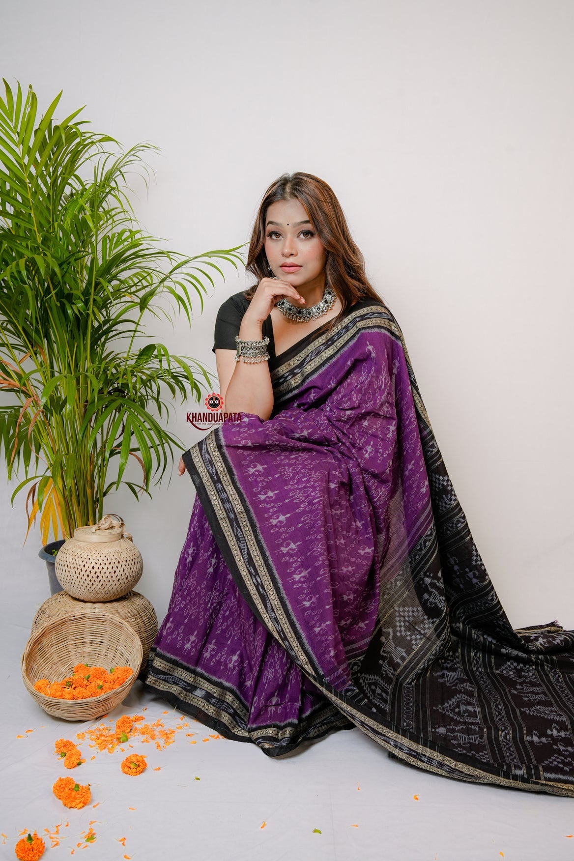 Purple Special Doll Design Cotton Saree For Women