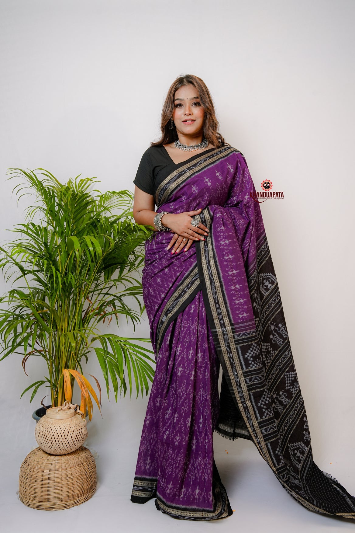 Purple Special Doll Design Cotton Saree For Women