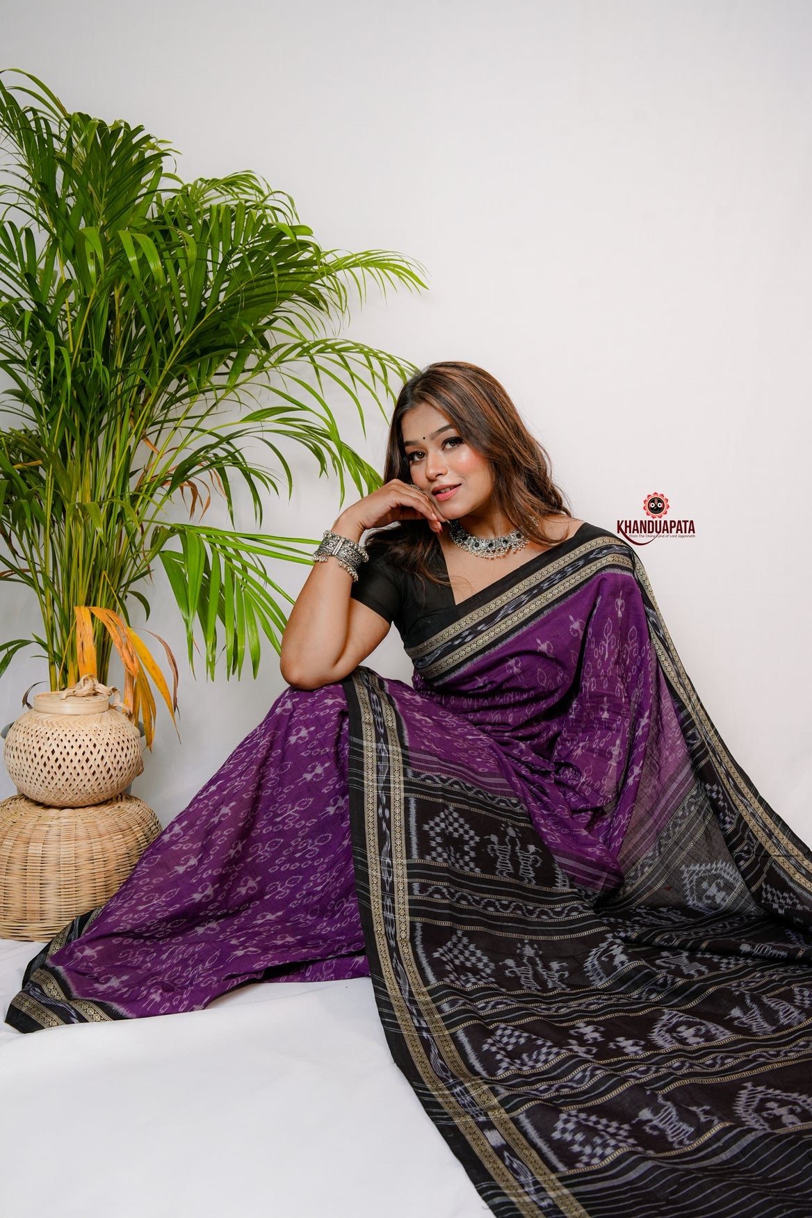 Purple Special Doll Design Cotton Saree For Women