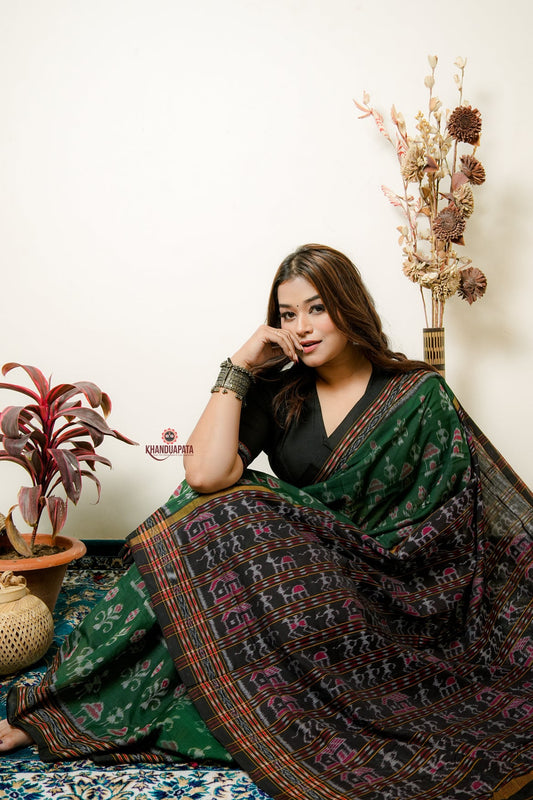 Multicolor Tribal Design Cotton Saree For Women