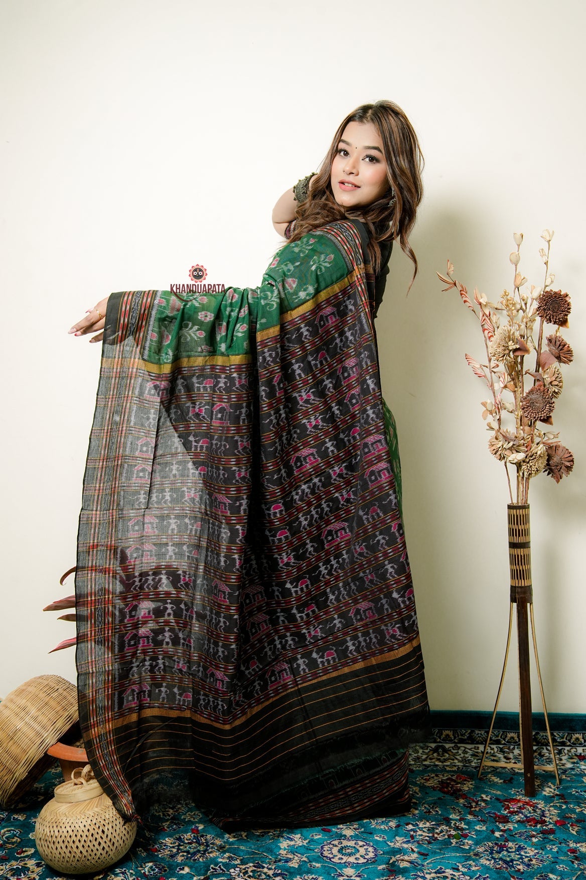 Multicolor Tribal Design Cotton Saree For Women
