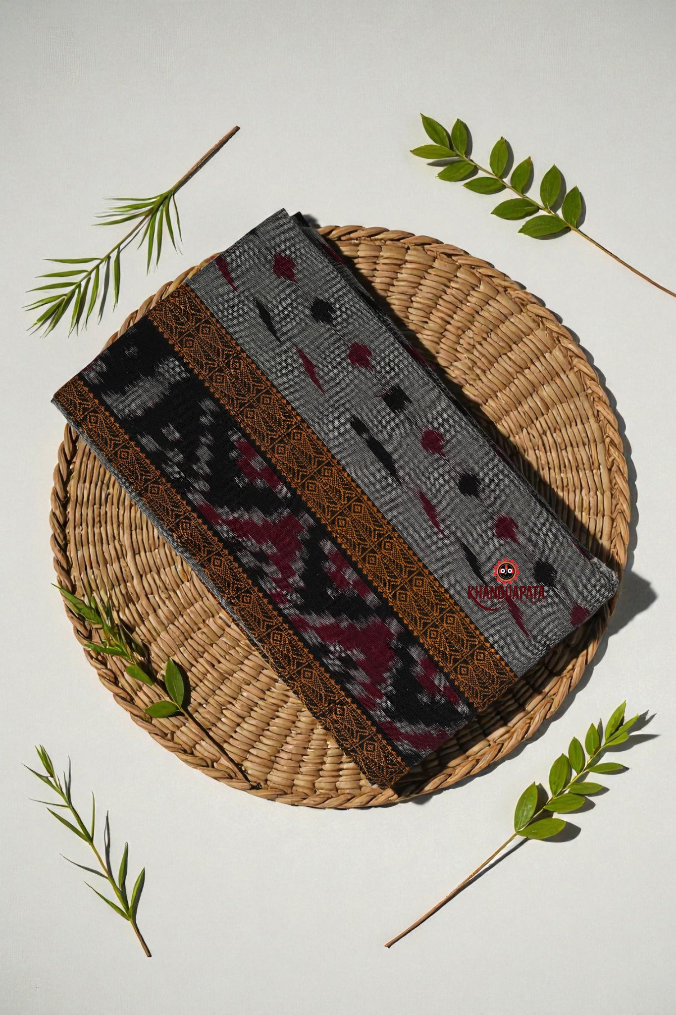 Red & Gray Fish Design Unstitched Cotton Suit For Women