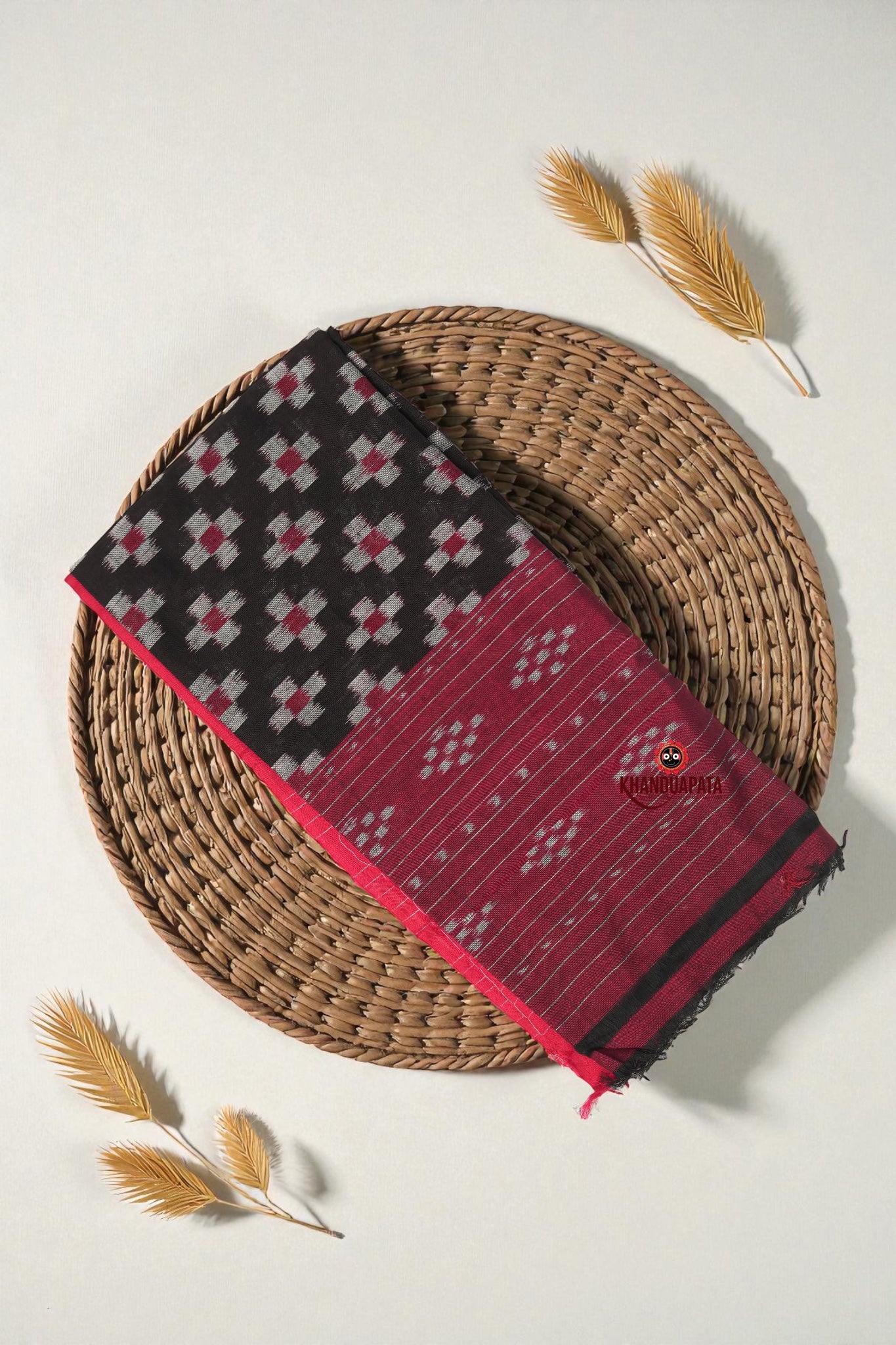 Red & Gray Fish Design Unstitched Cotton Suit For Women