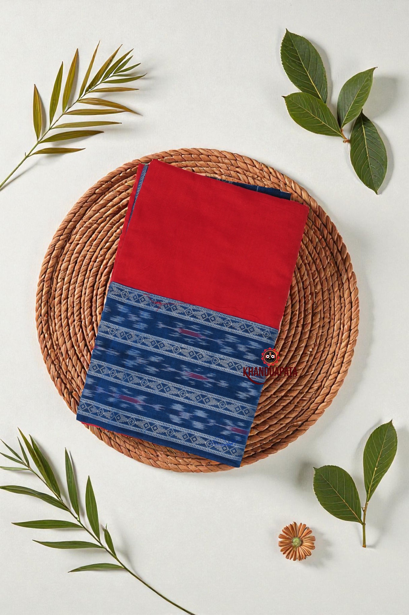Blue & Red Fish Design Unstitched Cotton Suit For Women