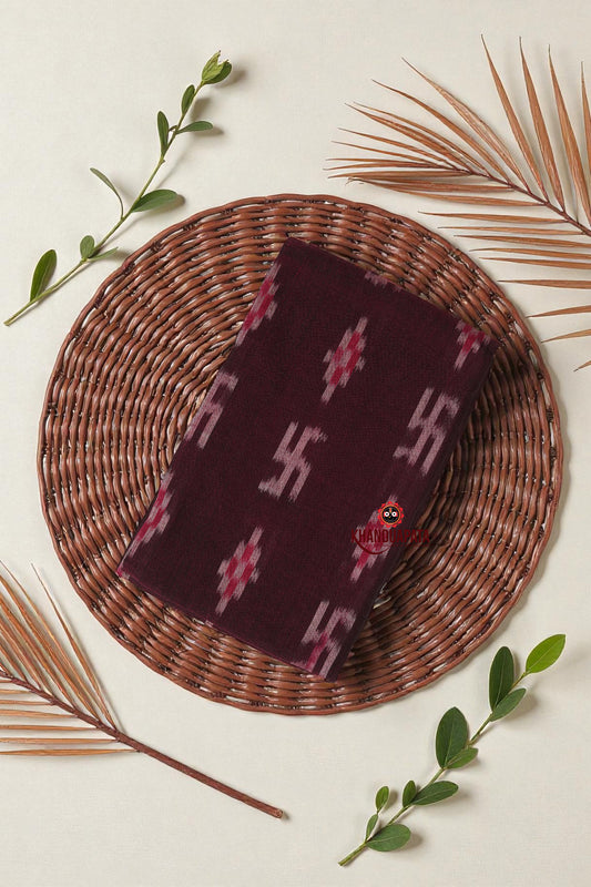 Maroon & Olive Green Swastik Design Unstitched Cotton Suit For Women
