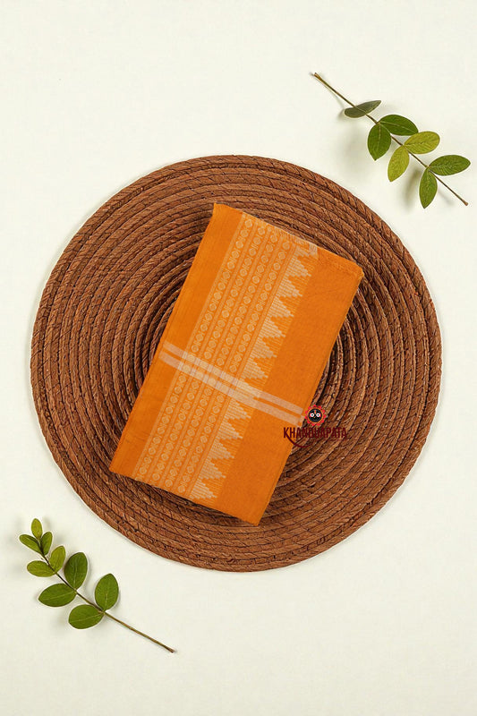 Maroon & Yellow Flower Design Unstitched Cotton Suit For Women