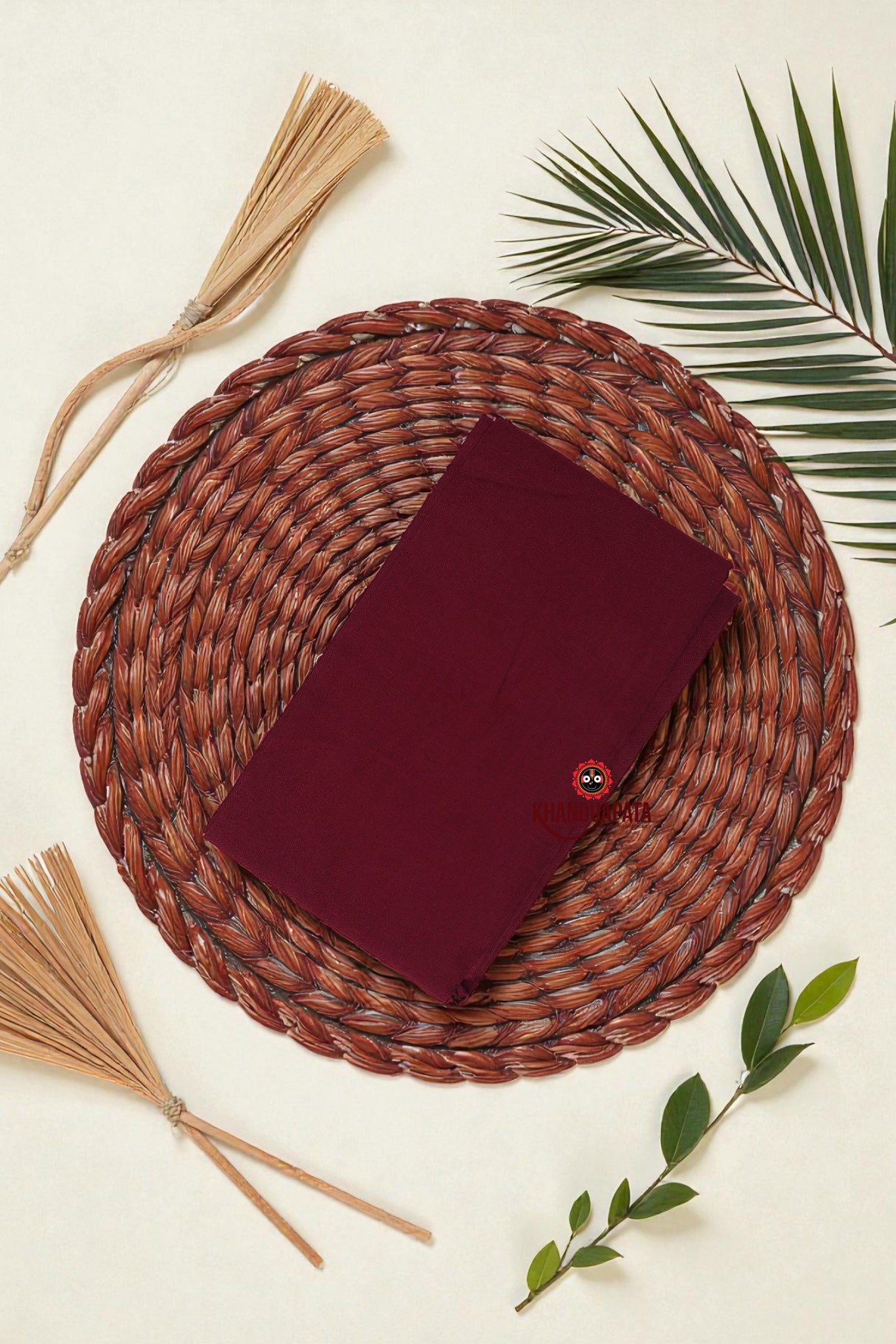 Beige & Maroon Small Flower Design Unstitched Cotton Suit For Women