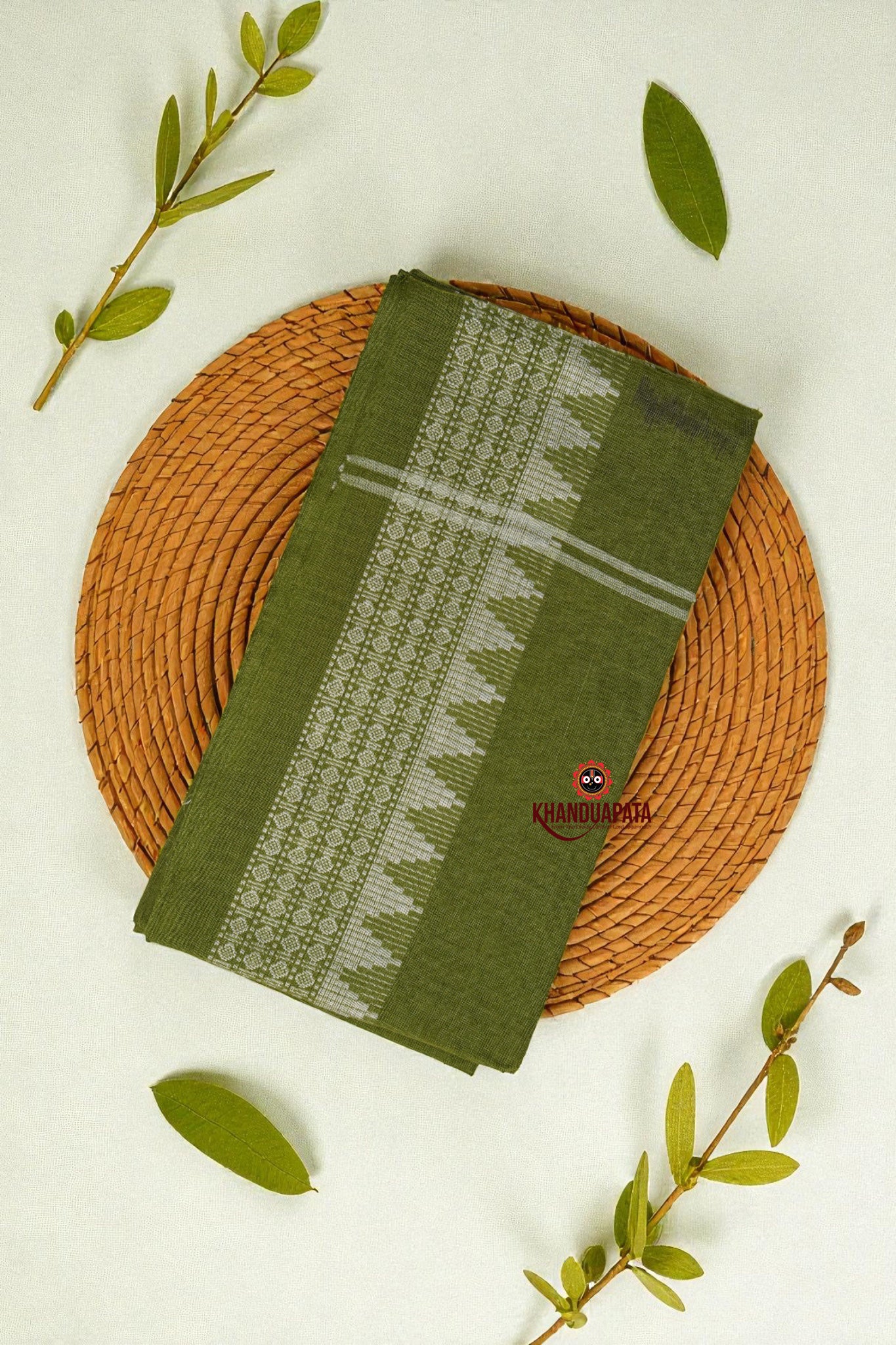 Maroon & Olive Green Flower Design Unstitched Cotton Suit For Women