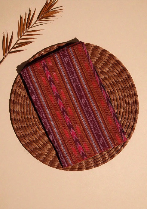 Maroon & Olive Green Arrow Design Unstitched Cotton Suit For Women