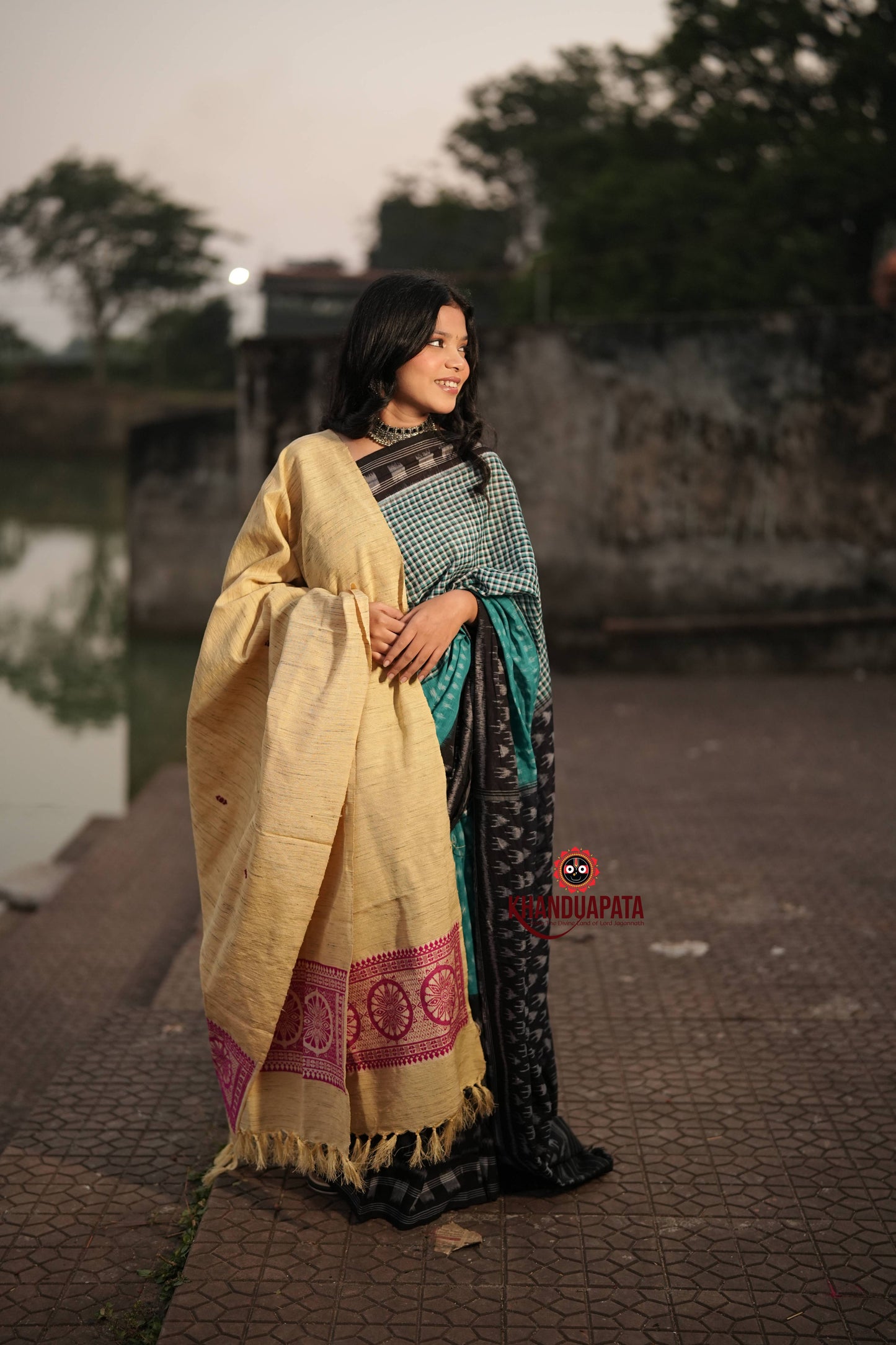 Beige & Pink Chakra Design Heritage Shawl For Winter For Women