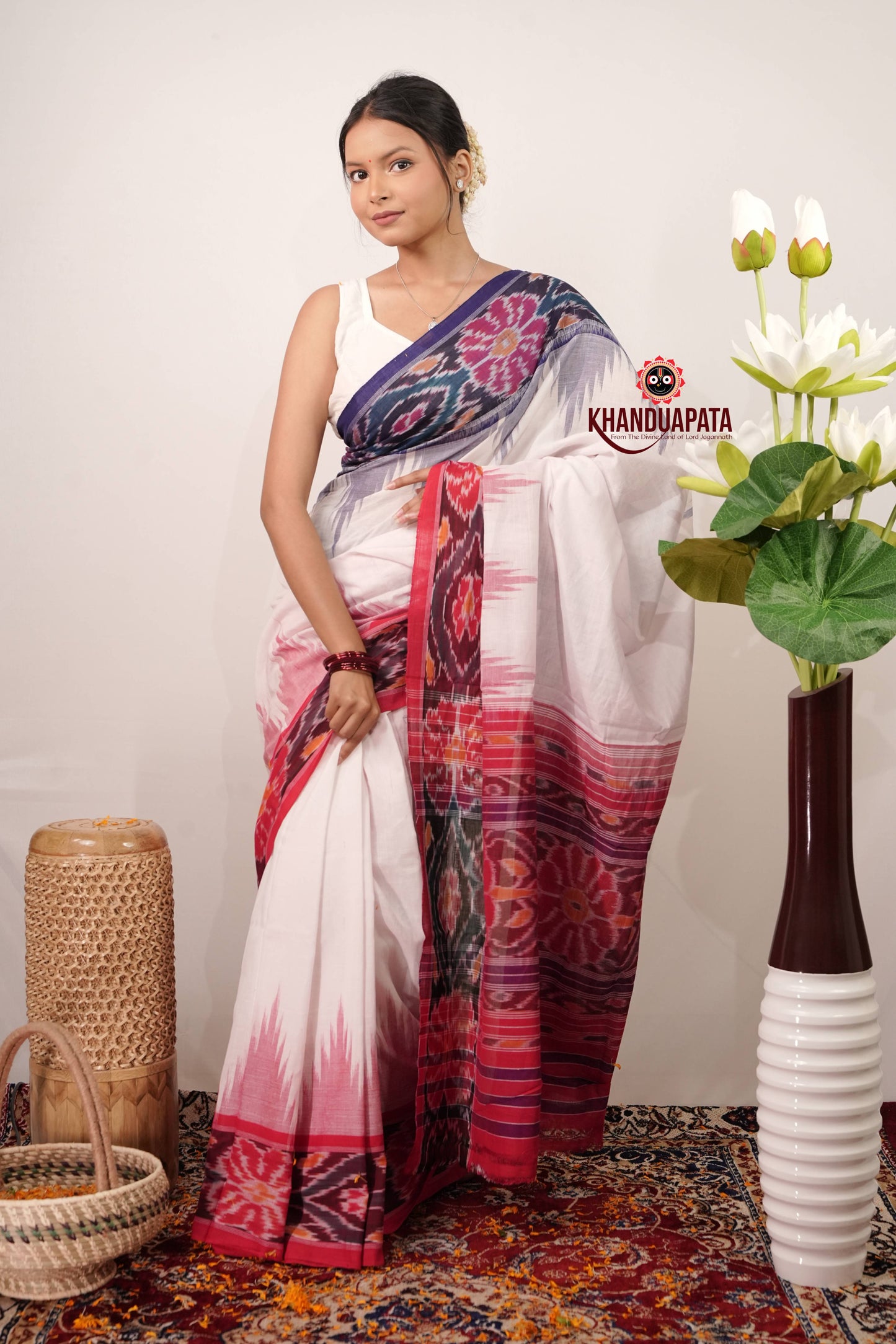 Multi Colour Border Plain Cotton Saree For Women