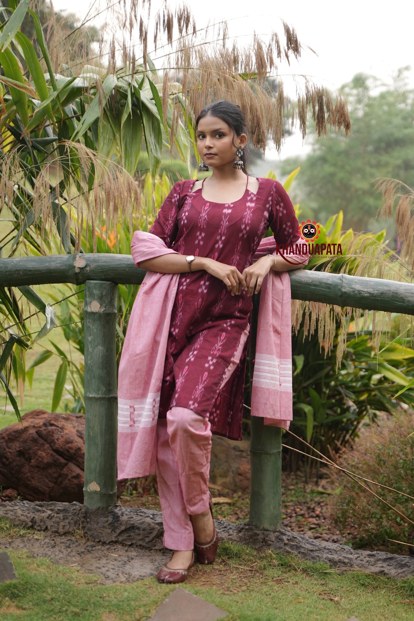 Maroon Colour Flower Design Unstitched Cotton Suit For Women