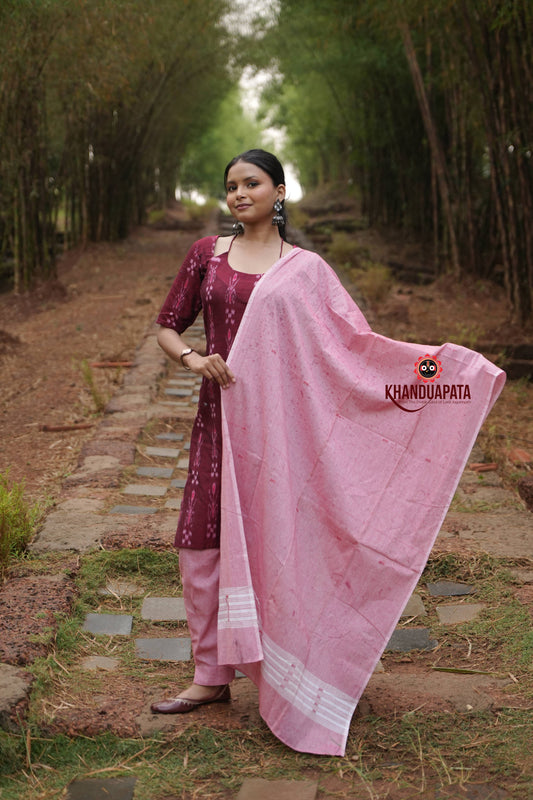 Maroon Colour Flower Design Unstitched Cotton Suit For Women