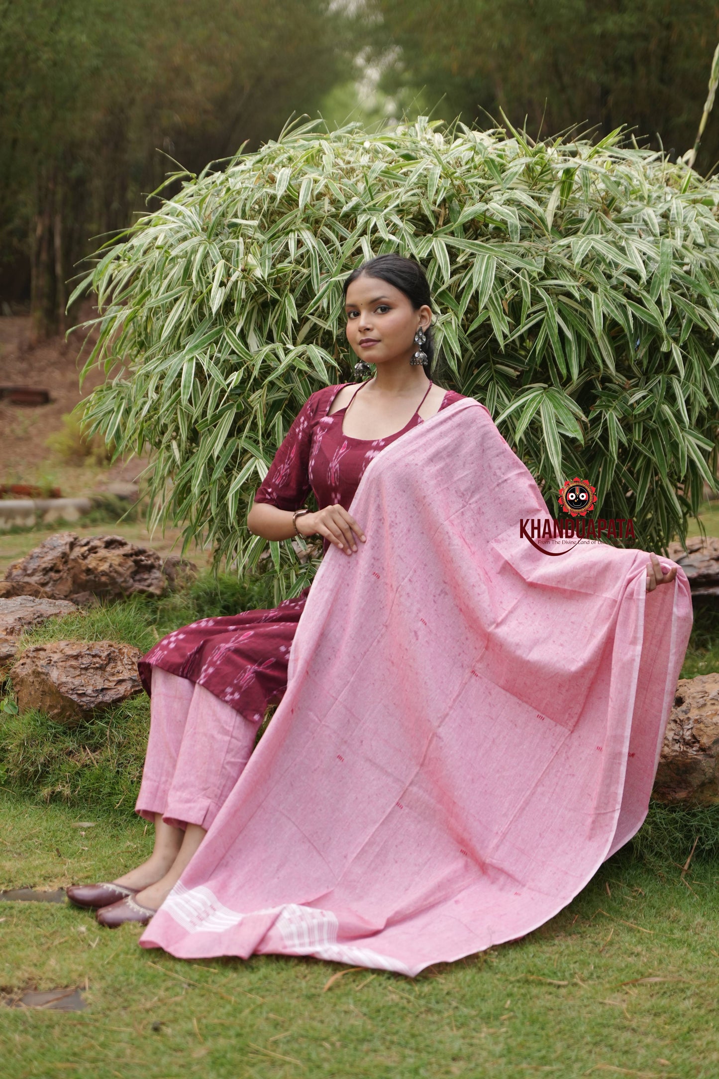 Maroon Colour Flower Design Unstitched Cotton Suit For Women