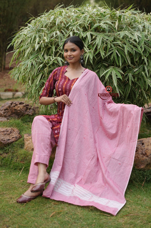 Maroon Colour Body Design Unstitched Cotton Suit For Women