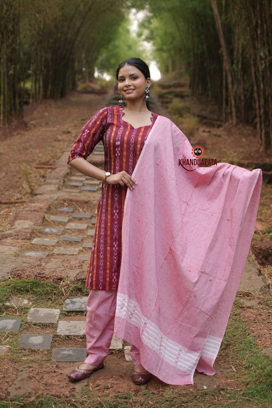 Maroon Colour Body Design Unstitched Cotton Suit For Women