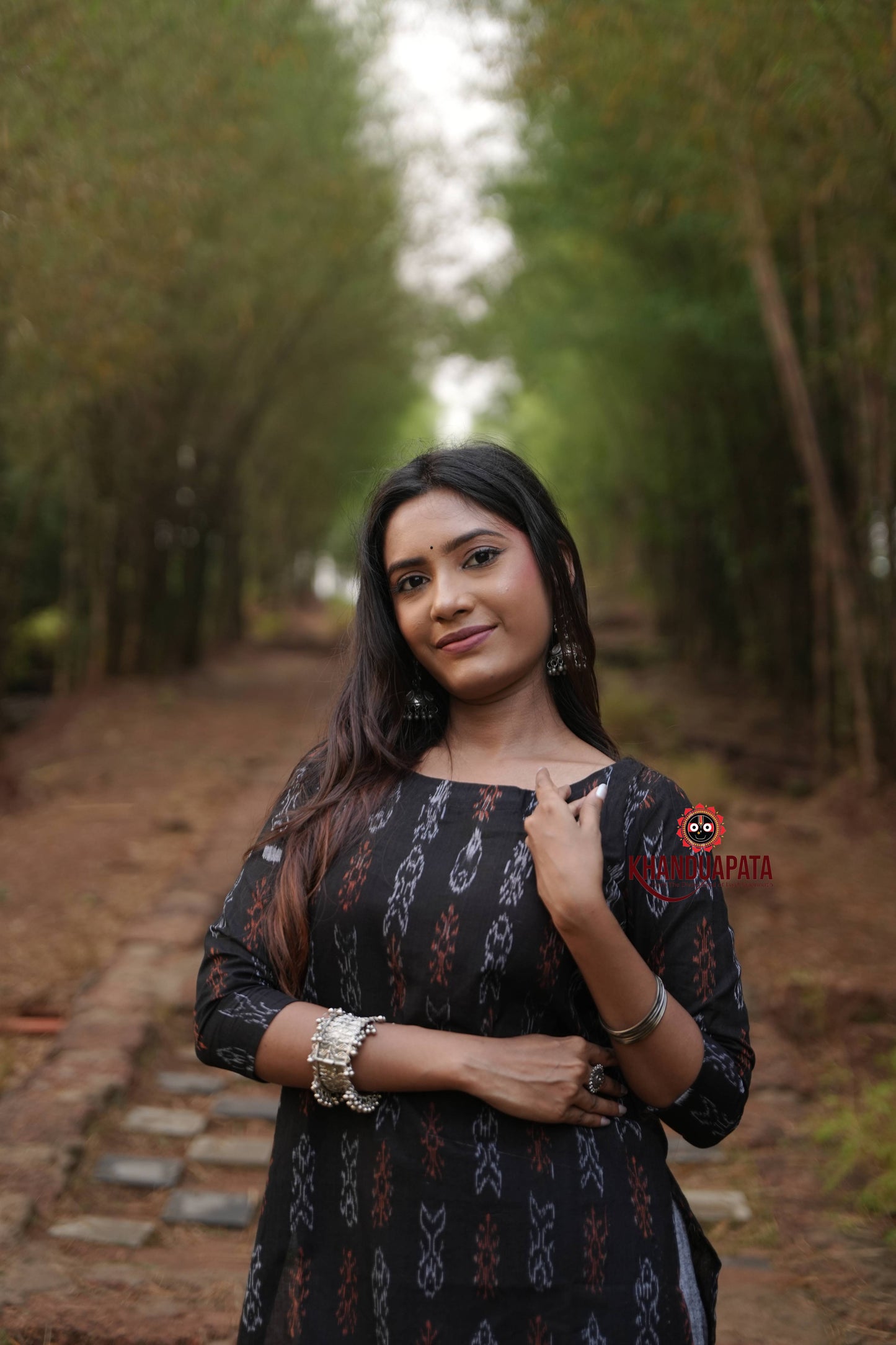 Black & Grey Fish Design Unstitched Cotton Suit For Women
