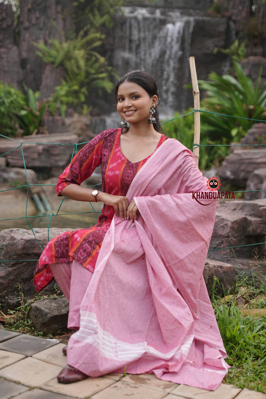 Maroon & Red Body Design Unstitched Cotton Suit For Women