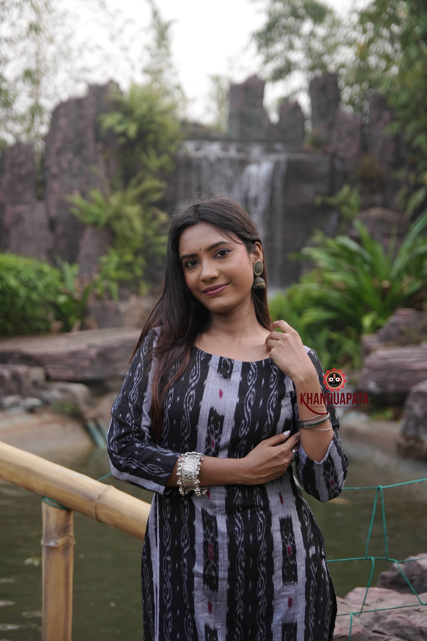 Black & Grey Body Design Unstitched Cotton Suit For Women