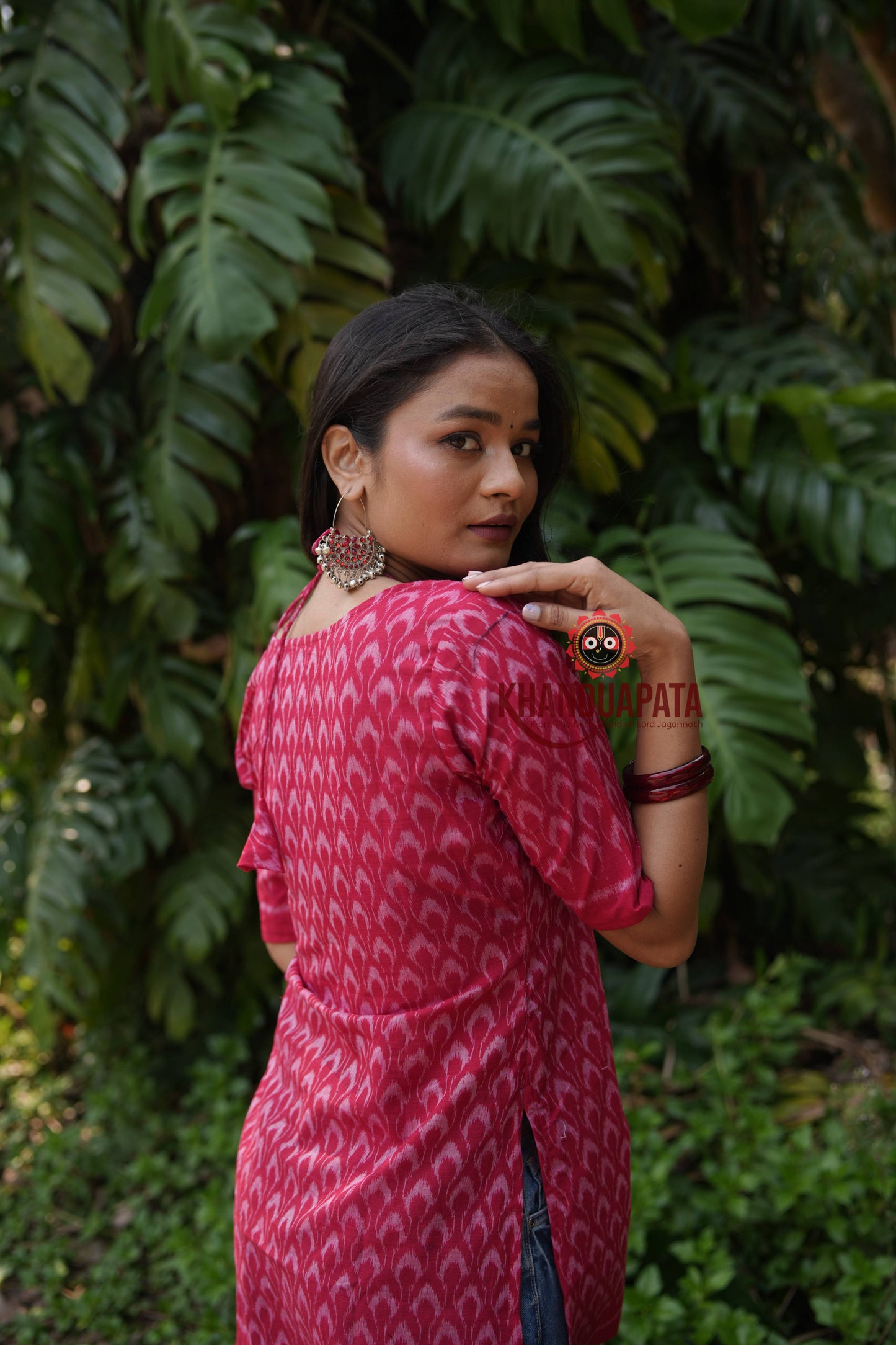 Rose Pink Body Design Unsitched Cotton Kurti For Women