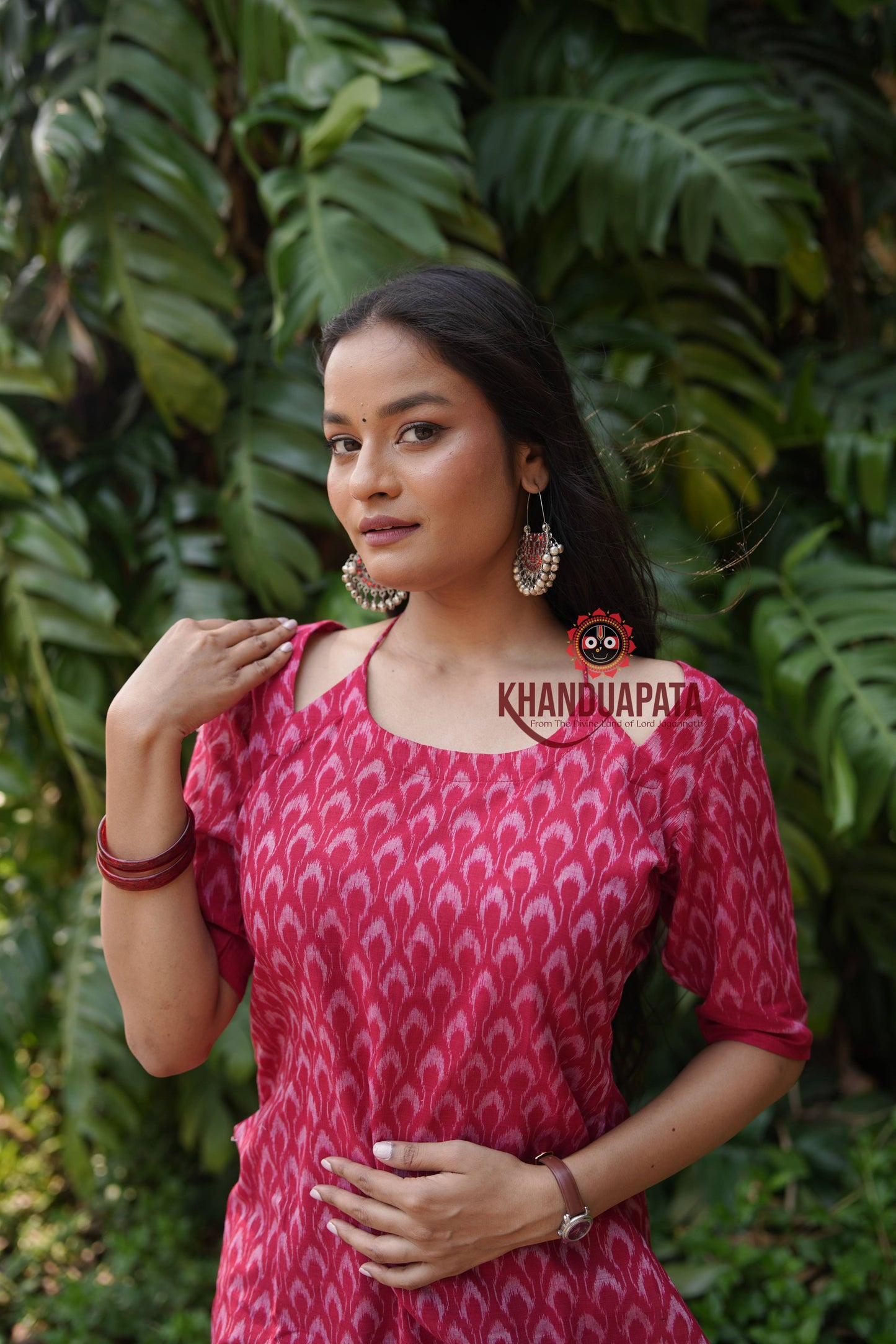 Rose Pink Body Design Unsitched Cotton Kurti For Women