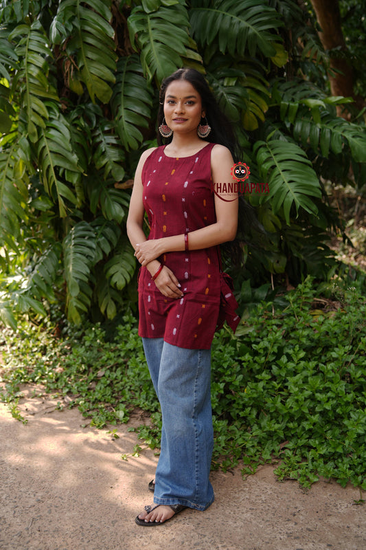 Maroon Design Unsitched Cotton Kurti For Women