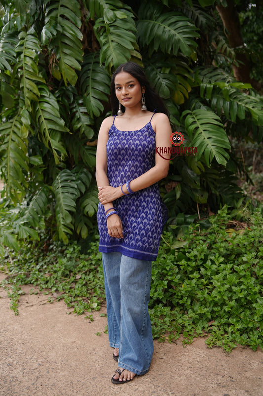 Indigo Blue Body Design Unsitched Cotton Kurti For Women