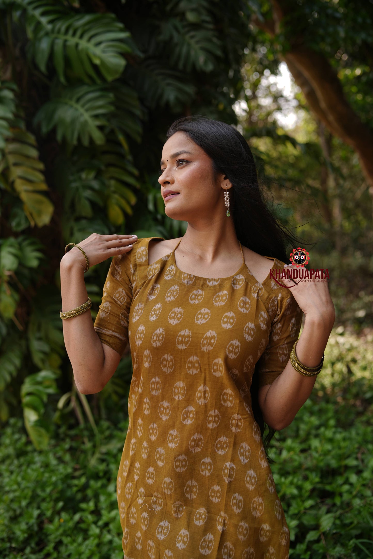 Golden Mustard Body Design Unsitched Cotton Kurti For Women