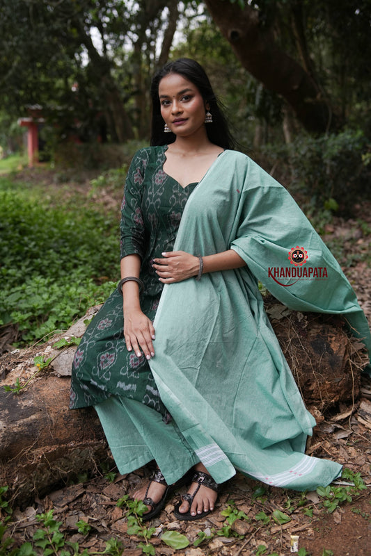 Forest Green Body Design Unstitched Cotton Suit For Women