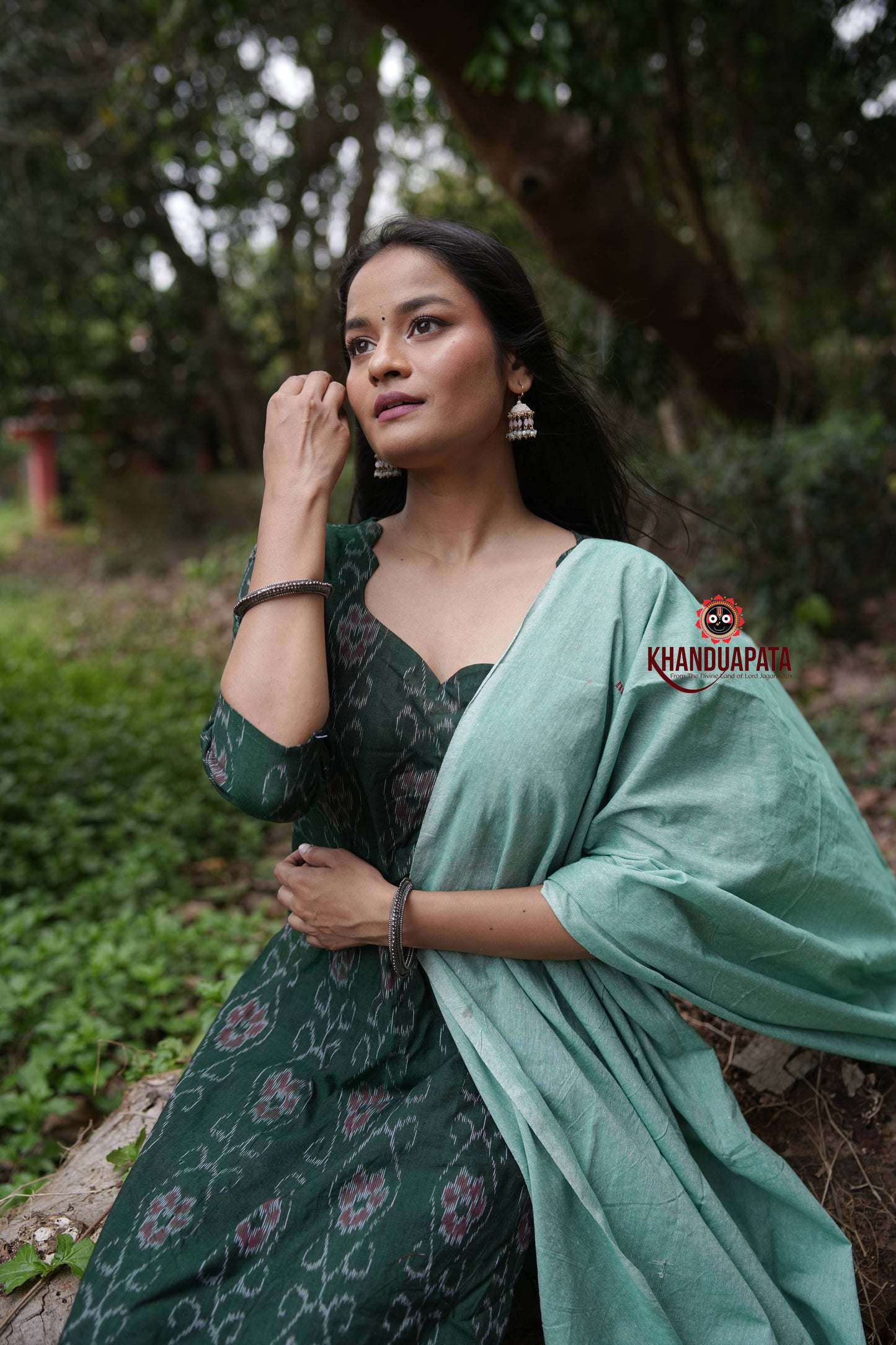 Forest Green Body Design Unstitched Cotton Suit For Women