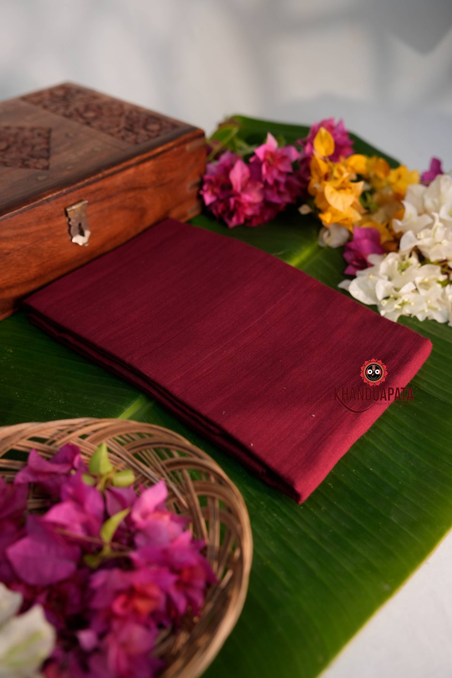 Maroon & Brown Ethnic Design Unstitched Cotton Suit For Women