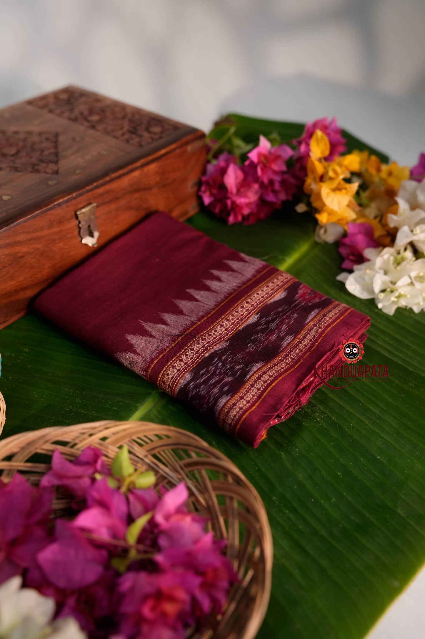 Maroon & Brown Ethnic Design Unstitched Cotton Suit For Women