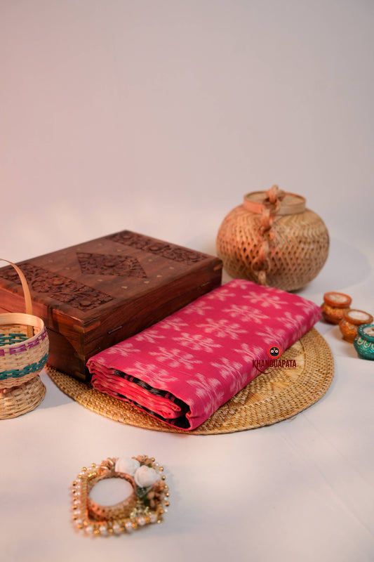 Pink & Black Colour Flower Design Cotton Saree For Women
