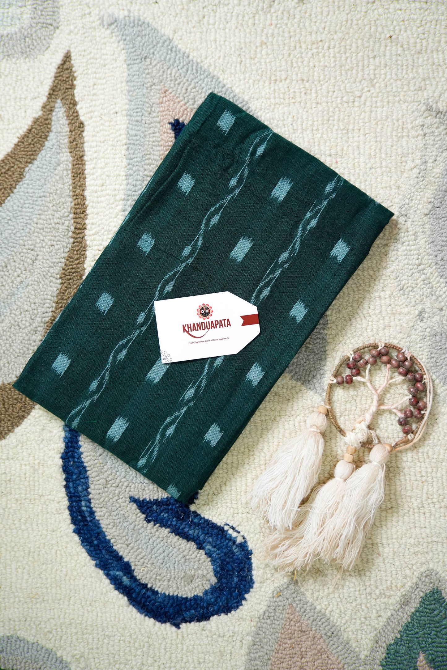 Green & Grey Small Box Unstitched Cotton Suit For Women