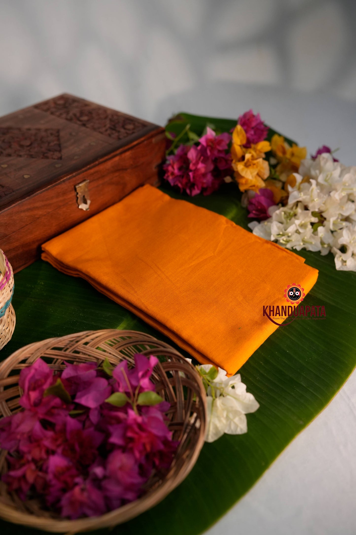 Yellow & Red Ethnic Design Unstitched Cotton Suit For Women