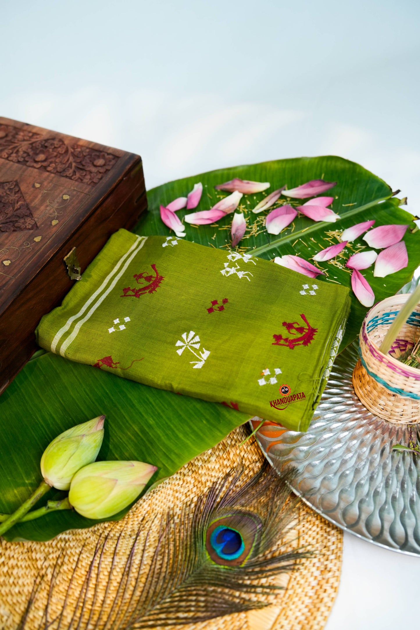 Maroon & Green Embroidery Design Unstitched Cotton Suit For Women