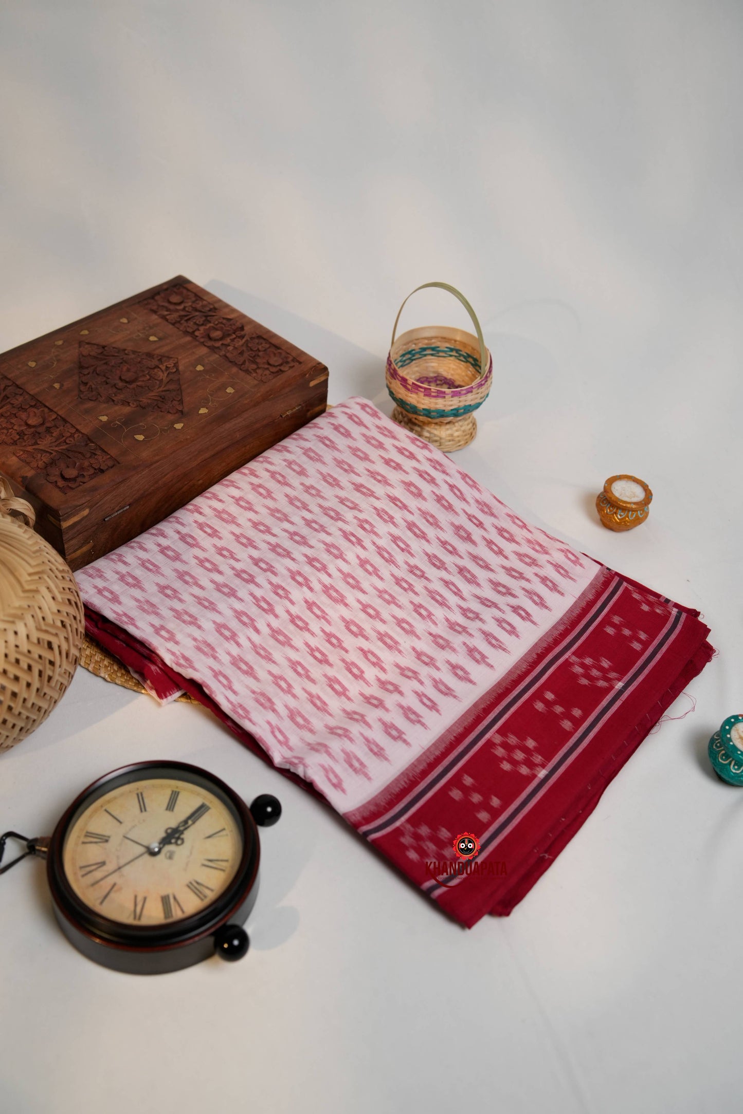 Red & White Design Cotton Saree For Women