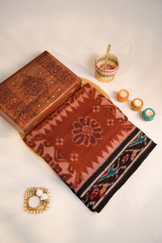 Brown & Black Special Design Cotton Saree For Women