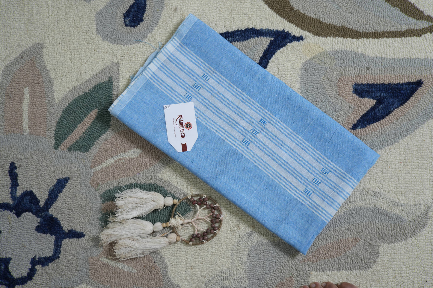 Black & Blue Box Design Unstitched Cotton Suit For Women