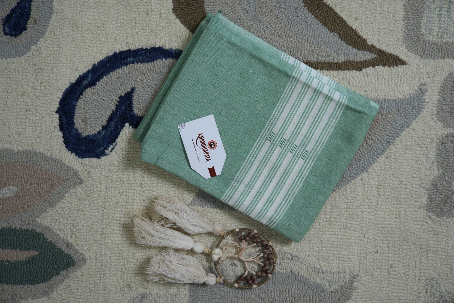 Green & Blue Pasapali Design Unstitched Cotton Suit For Women