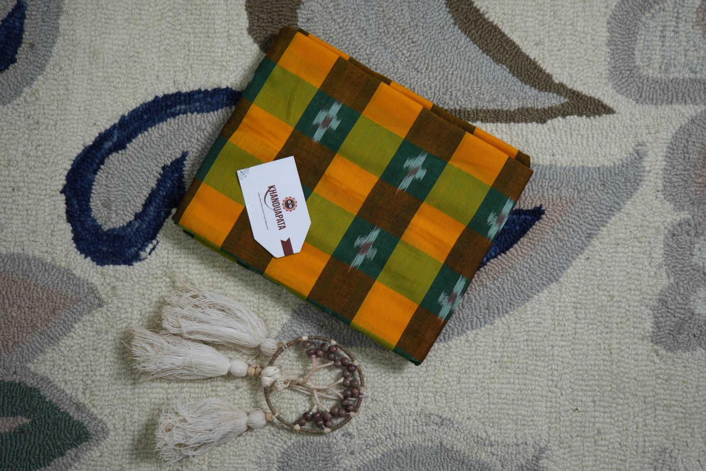 Green & Multi Colour Box Design Unstitched Cotton Suit For Women