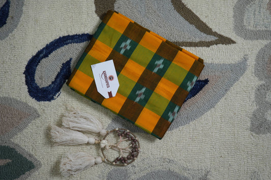 Green & Multi Colour Box Design Unstitched Cotton Suit For Women