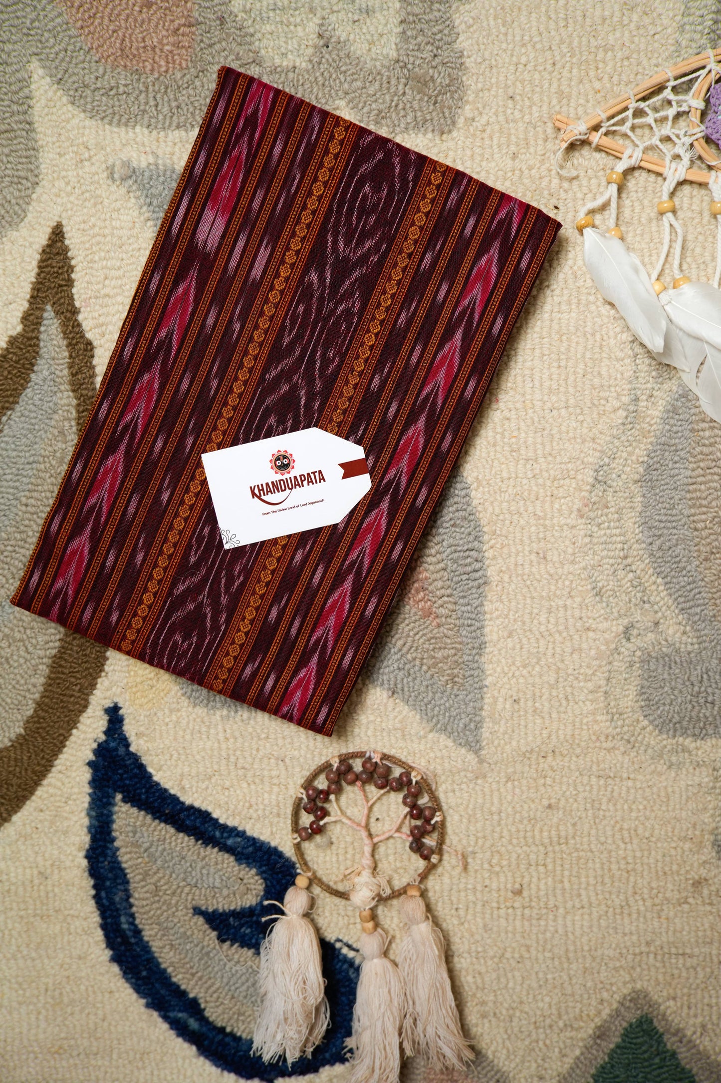 Maroon & Grey Pot Design Unstitched Cotton Suit For Women