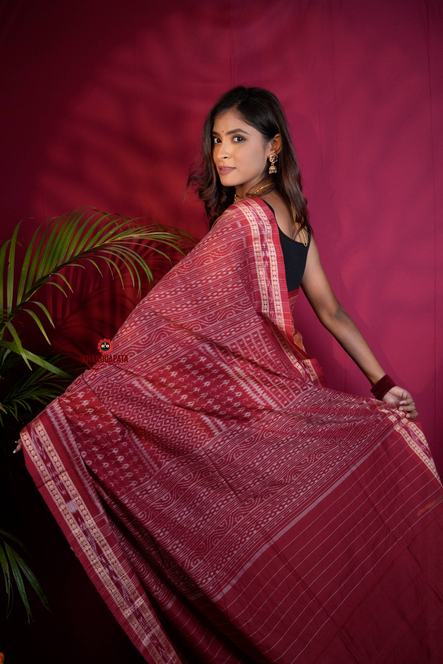 Brown & Maroon Colour Body Design Cotton Saree For Women
