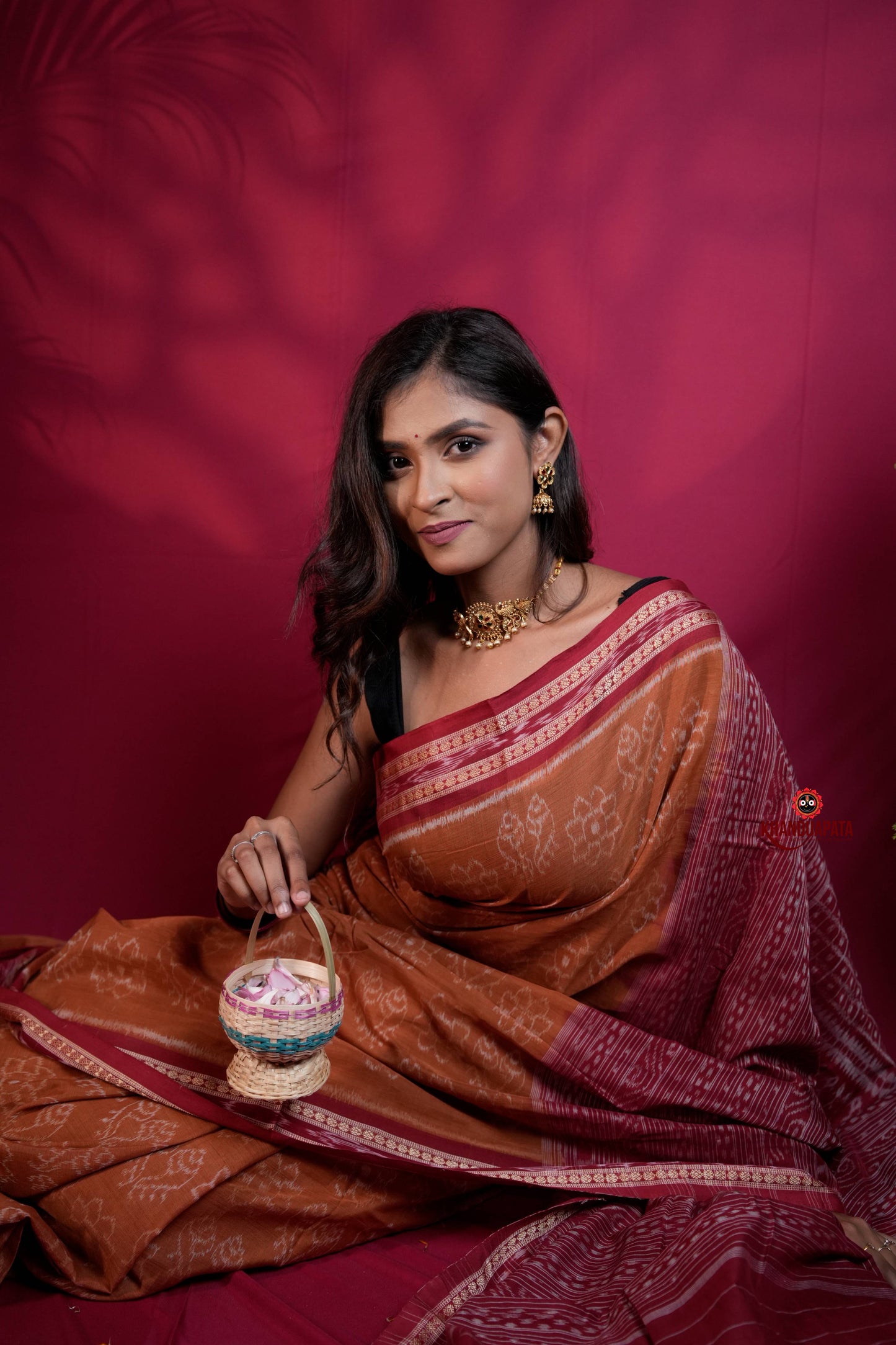 Brown & Maroon Colour Body Design Cotton Saree For Women