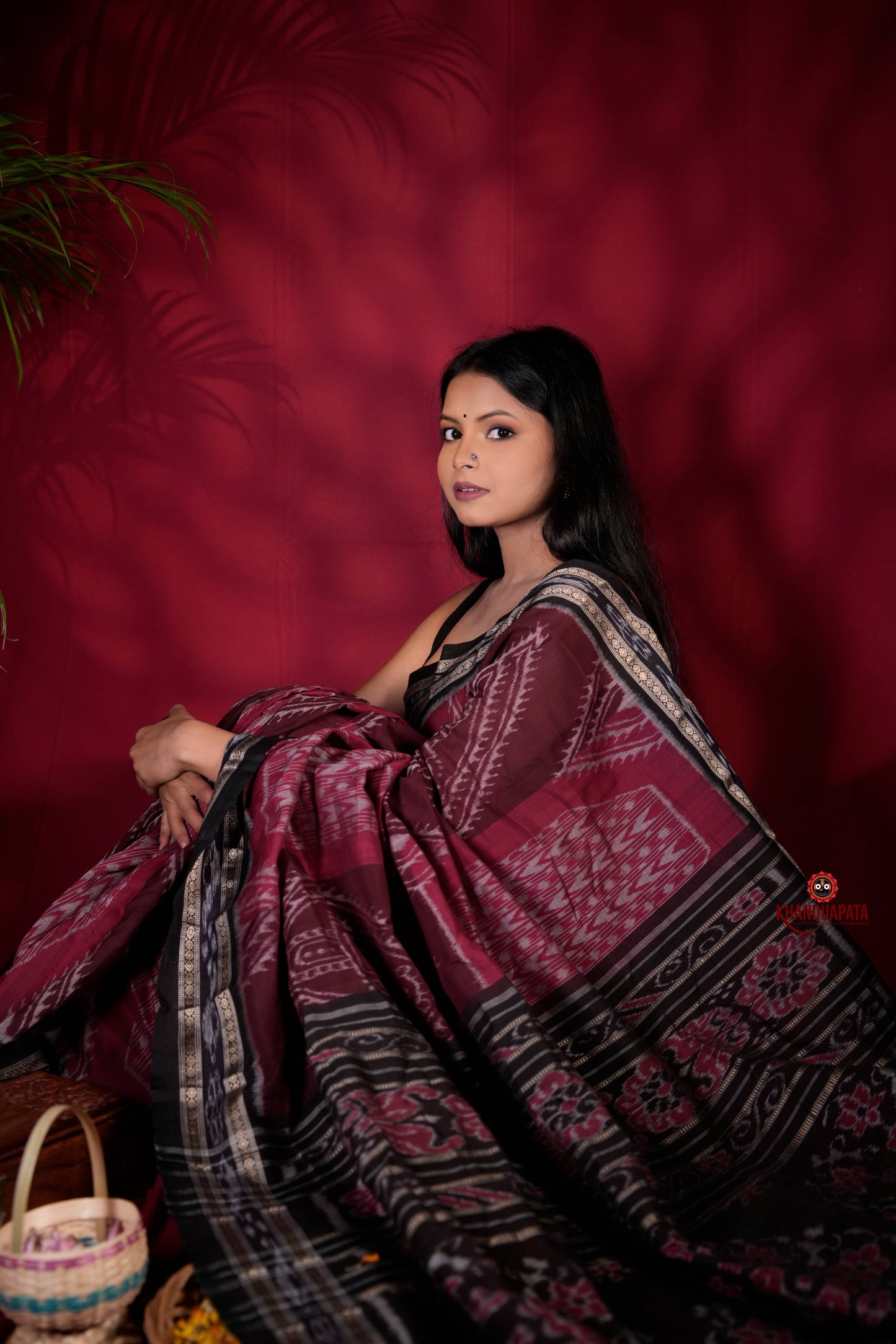 Black & Red Colour Body Design Cotton Saree For Women
