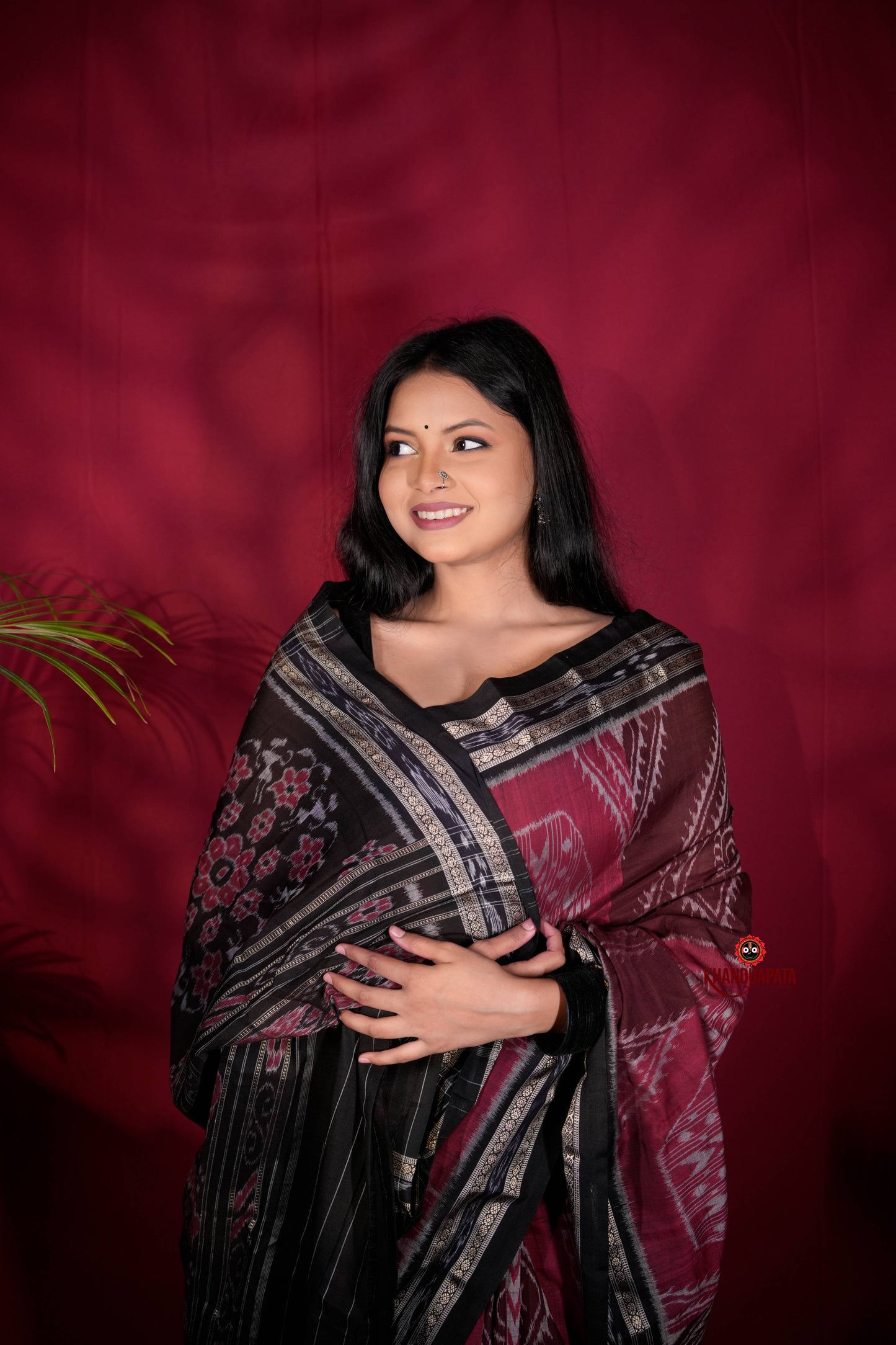 Black & Red Colour Body Design Cotton Saree For Women