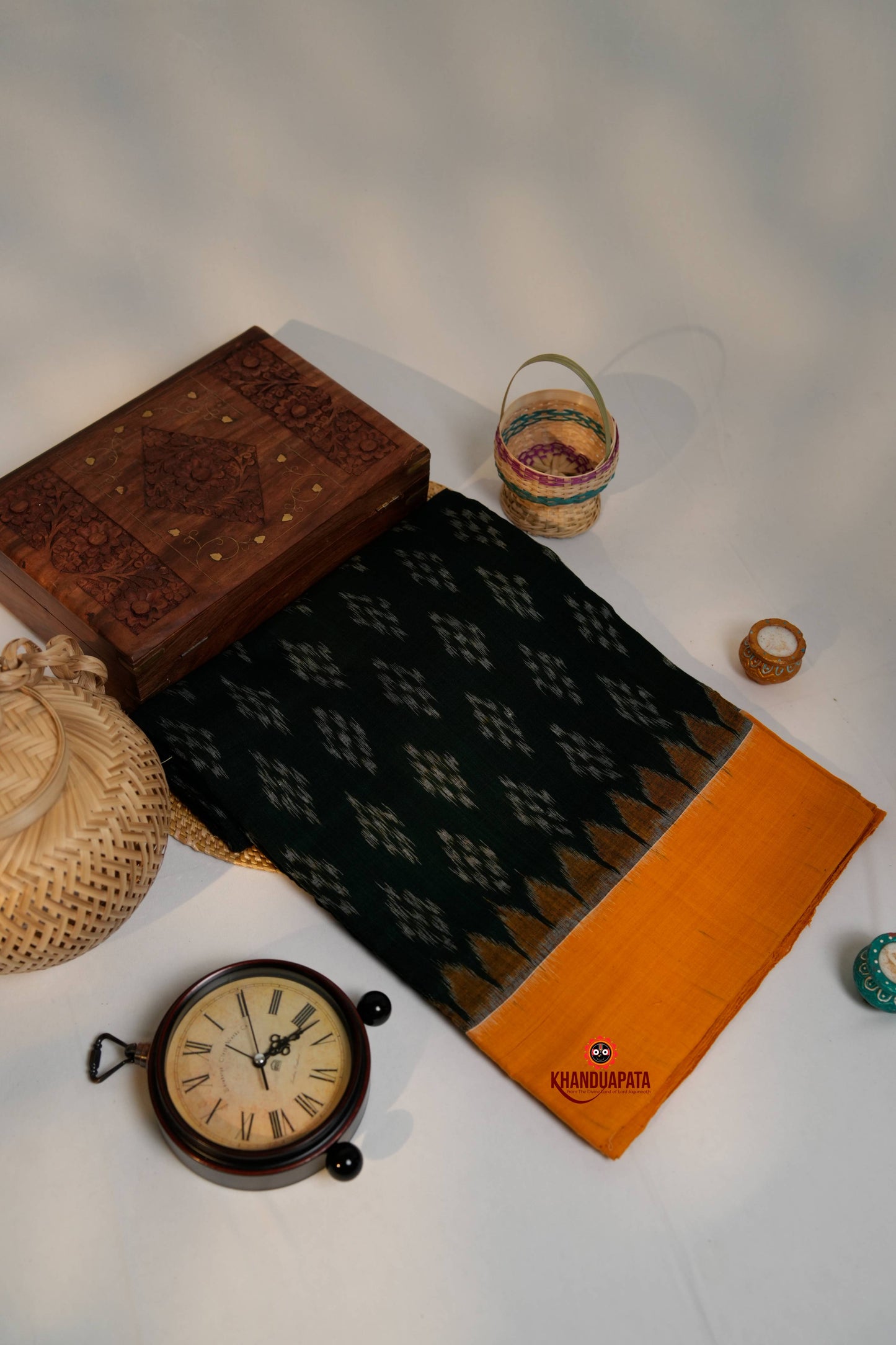 Green & Orange Colour Design Cotton Saree For Women