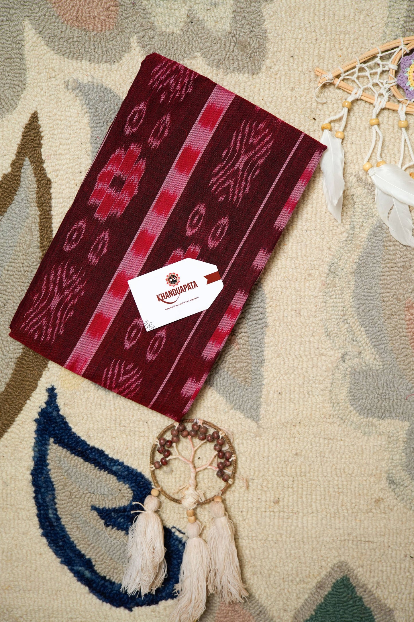 Maroon & Grey Flower Design Unstitched Cotton Suit For Women
